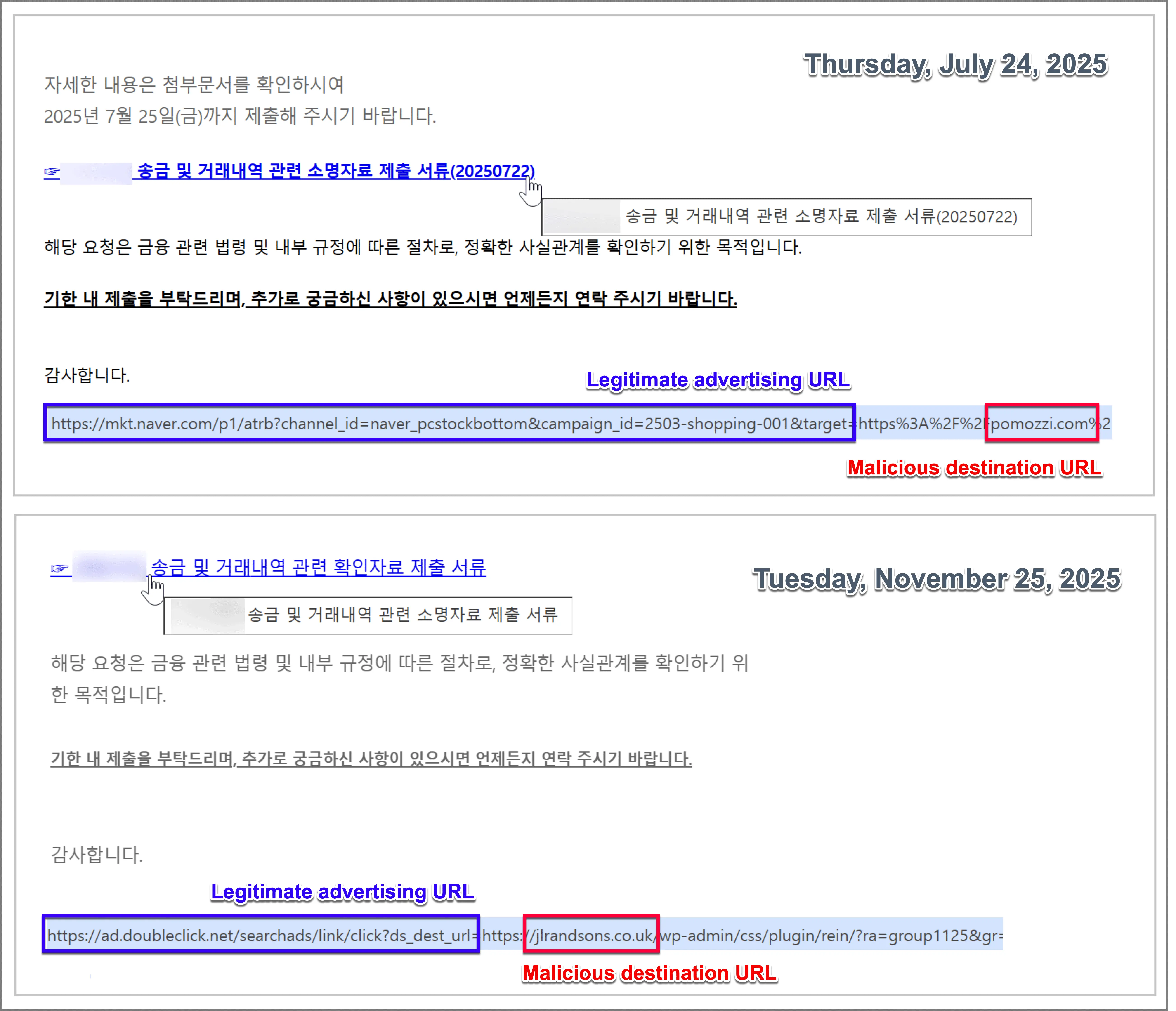 Κακόβουλη διεύθυνση URL ενσωματωμένη σε παράμετρο νόμιμης διεύθυνσης URL διαφήμισης (Πηγή - Genians)